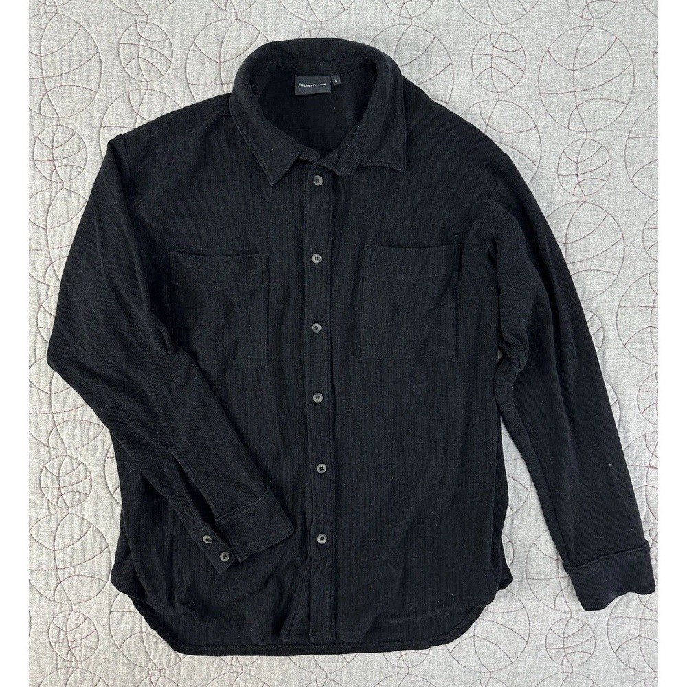 Richer Poorer Cozy Rib Shacket Black Button Front Tencel Wool / Women's Small